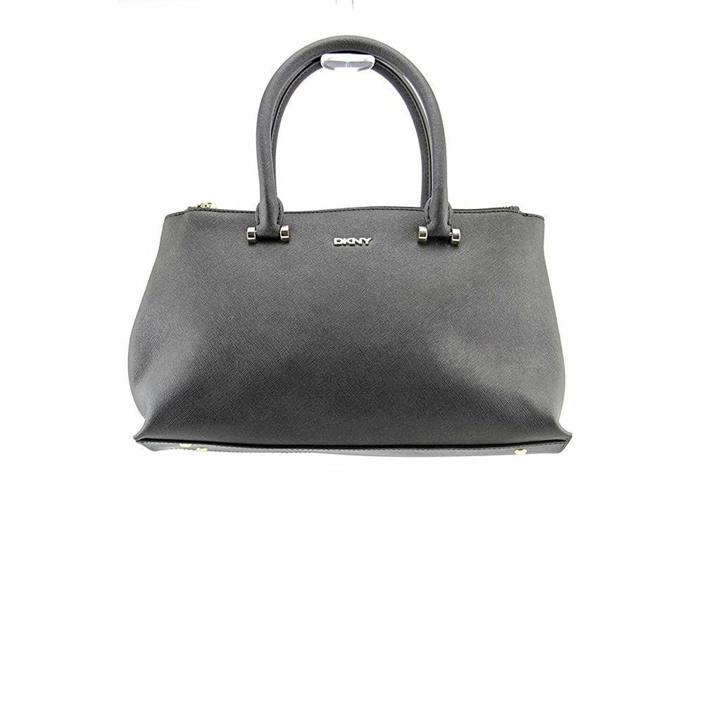 DKNY Bryant Park Saffiano Leather Zip Satchel Tote Bag Handbag Gray Purse NEW